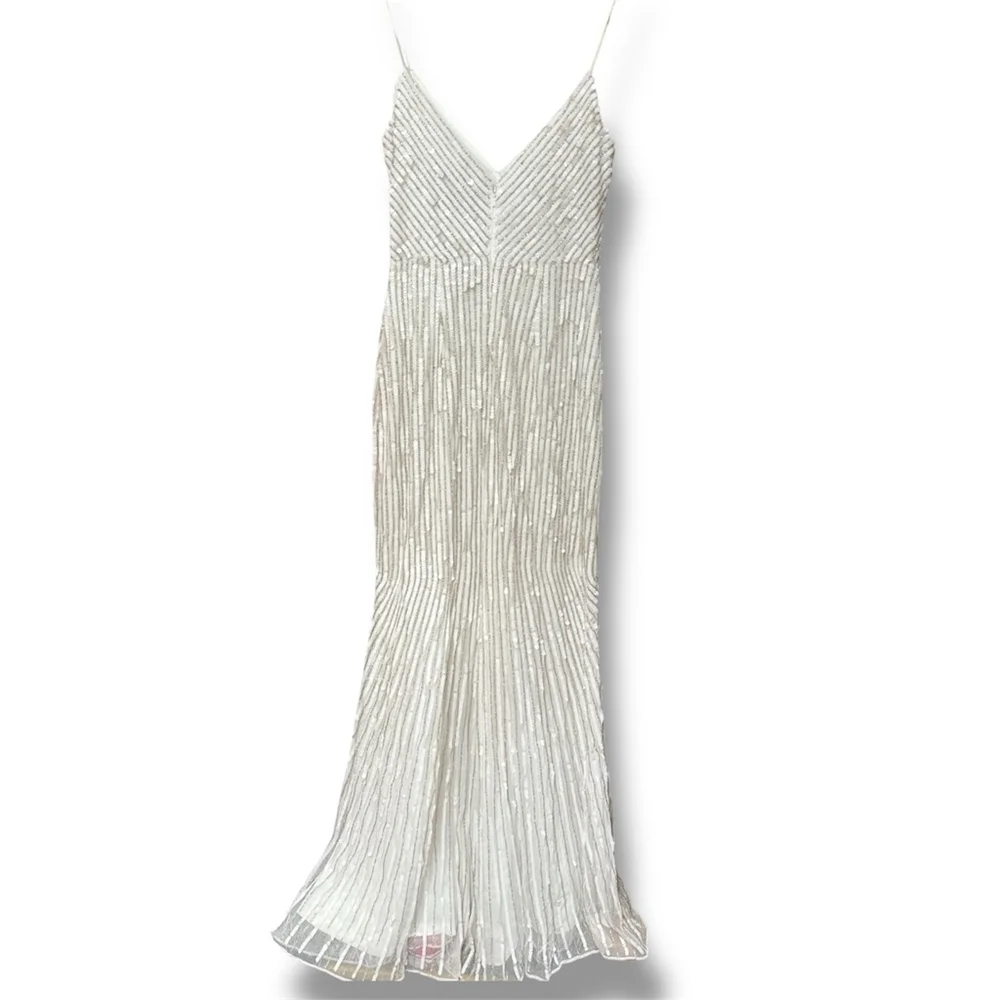 Sequin & Beaded White Embellished Mac Duggal Gown 10817 Dress - Picture 9 of 12